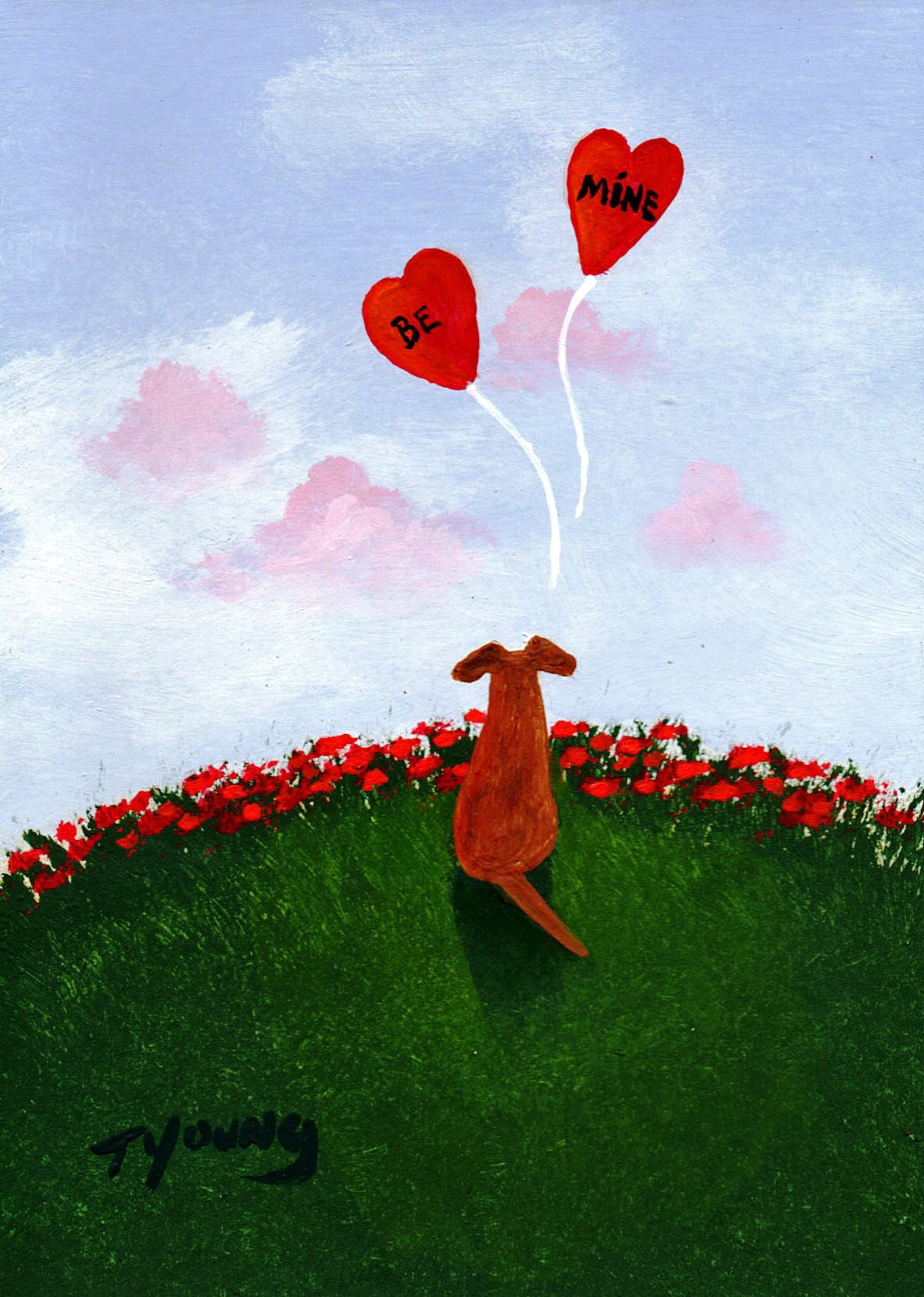 Irish Lakeland Terrier Dog BE MINE Valentine Limited Edition reproduction Print of Todd Young painting