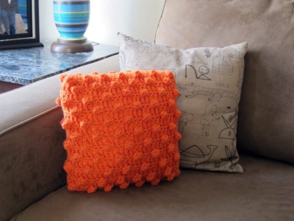 crochet popcorn pillow (orange)