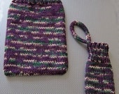 knit iPad cozy & gadget cozy SET (purple/green/off-white)