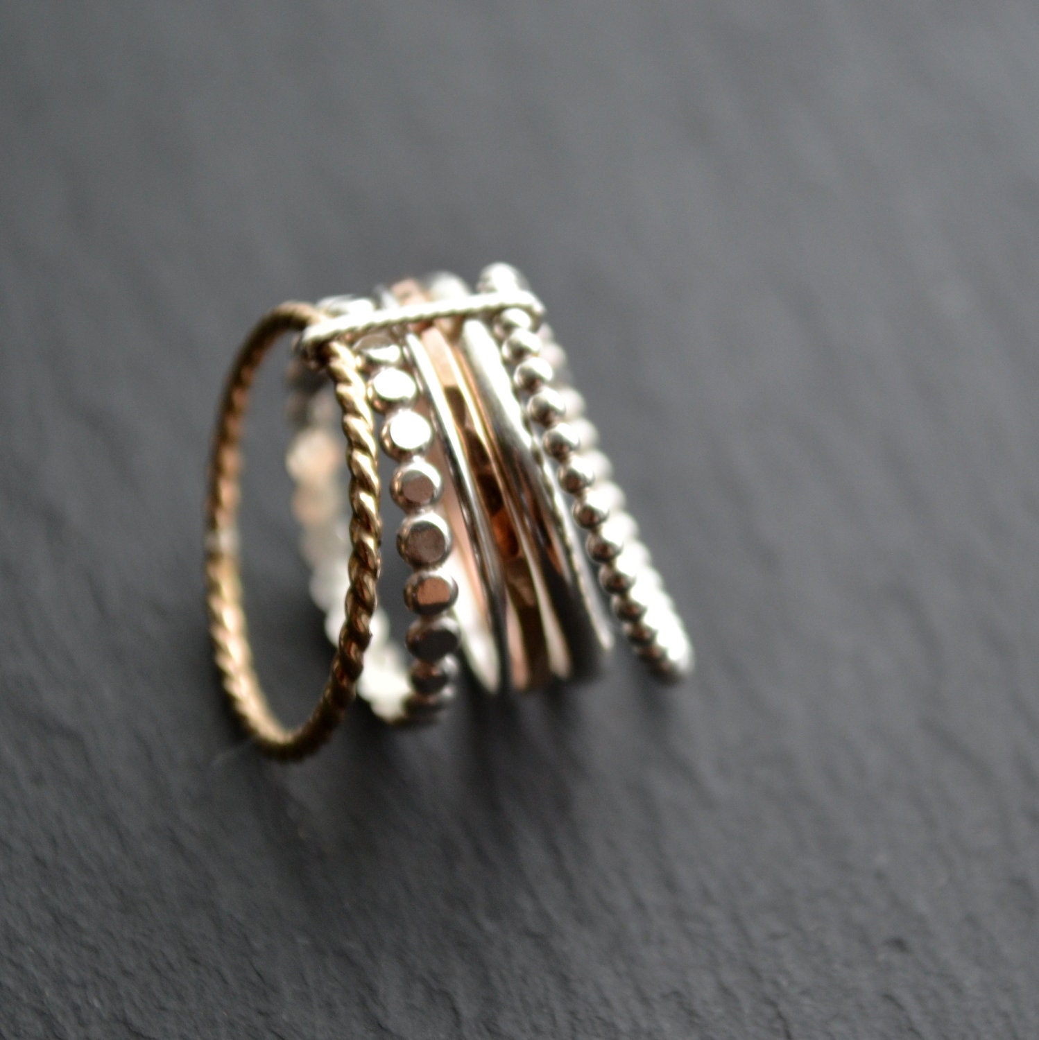 Grape VI silver and 14kt Gold Filled rings, freeshippingfrance