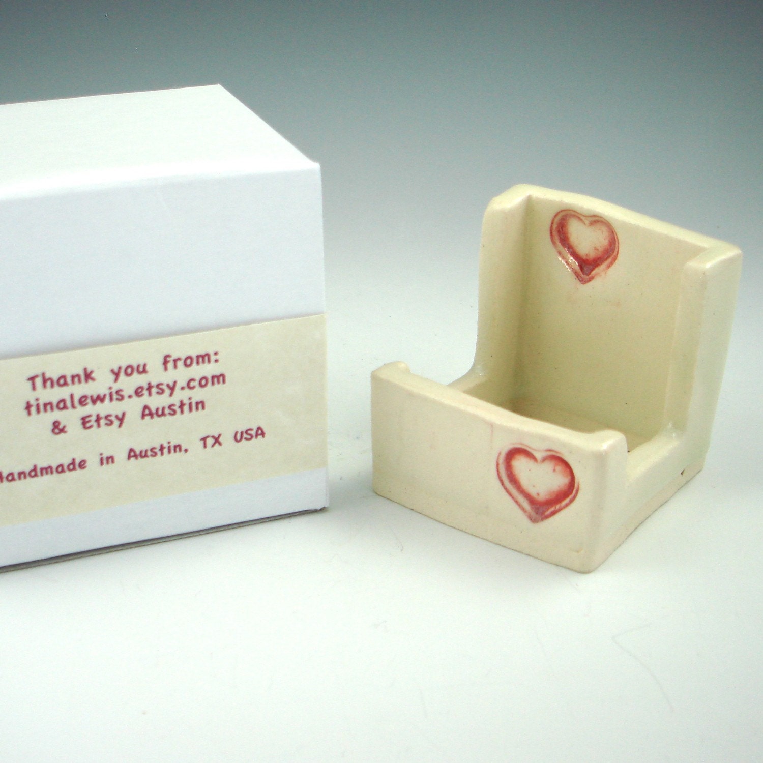 Business Card Holder Sponge Holder ACEO display white with red heart