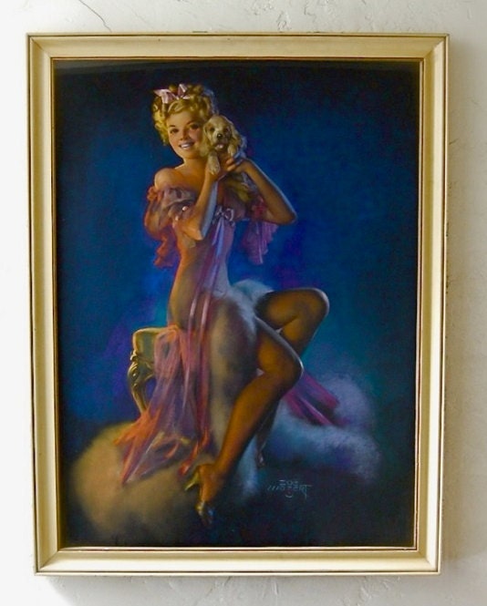 ORIGINAL ZOE MOZERT painting for 1940's Movie Pin Up Calendar Girl Illustrations, Best Work, Pinup Painting Golden Age Of Pinups