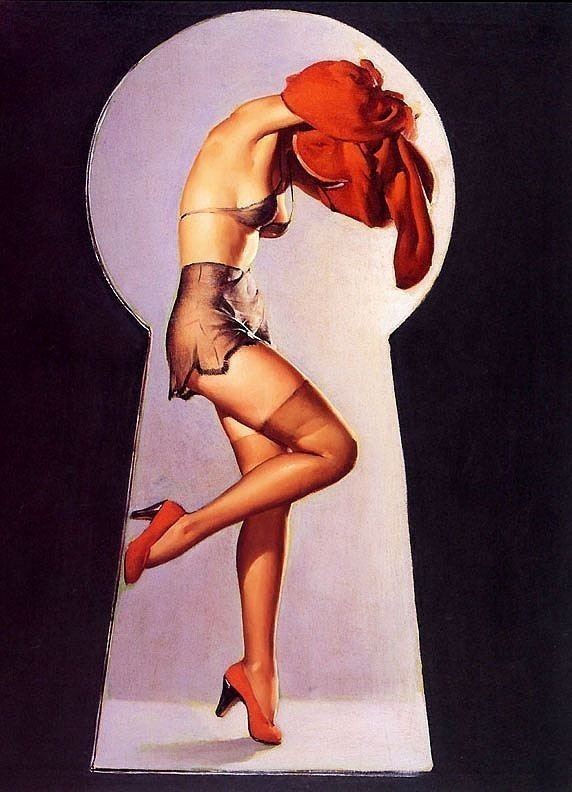 ELVGREN - PEEK A VIEW - PINUP - FINE ART - LIMITED EDITION - GICLEE PRINT ON WATERCOLOR ART STOCK