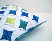 Pillow Cover Throw Pillow Blue Green Batik Cathedral Window 18 Inch