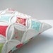 Decorative Pillow Cover Cathedral Window Cottage Chic Red Aqua Ruby 18 Inch