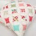 Decorative Pillow Cover Cathedral Window Cottage Style Modern Vintage Red Aqua  18 Inch