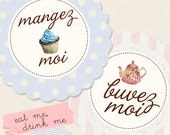 Eat Me Drink Me (french version) mangez moi, buvez moi  - Digital PDF Tags for Download and Print