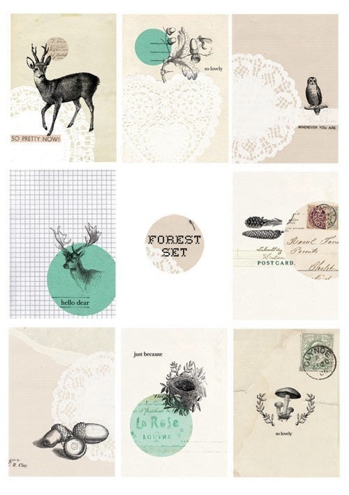 Forest Set- Digital PDF ACEO Tags for Download and Print
