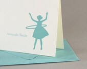 Hula Hoop Custom Personalized Stationery / Personalized Stationary Set of 16