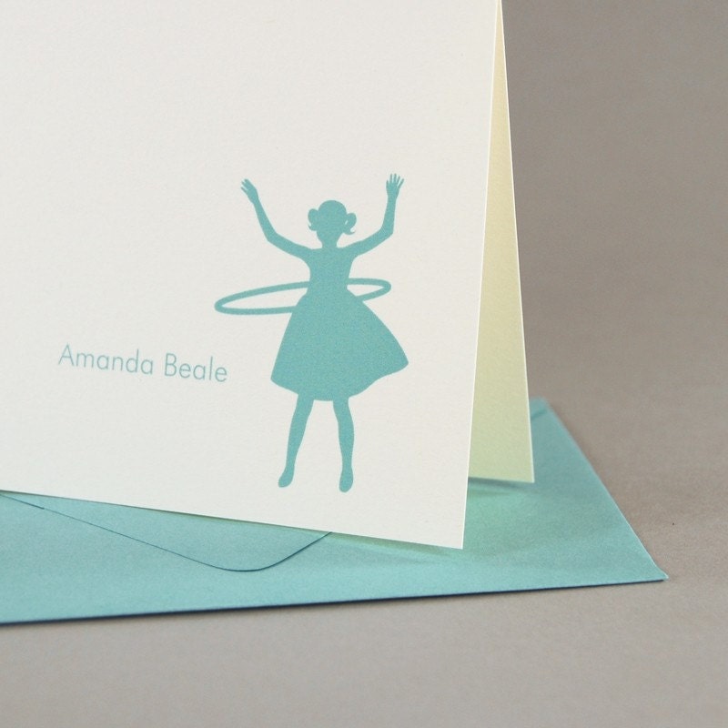 Hula Hoop Custom Personalized Stationery / Personalized Stationary Set of 16