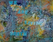 fading, original abstract collage painting, on sale