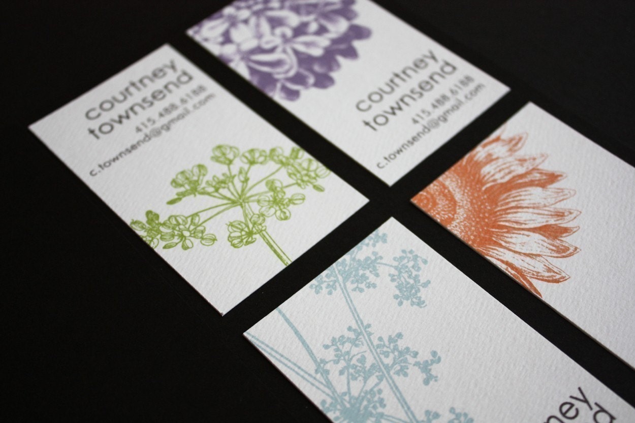 Botanical Calling Cards - 5 designs in a set of 100