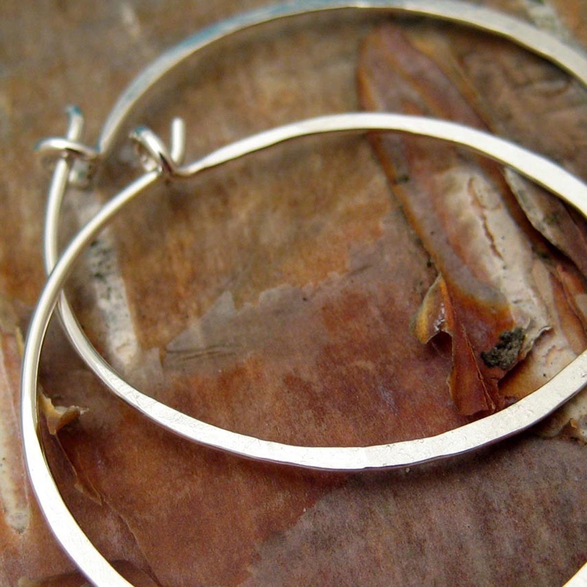XL Hammered Hoops sterling silver