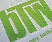 Letterpress BTW Birthday Card