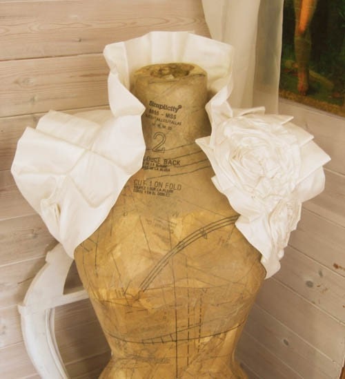 Reserved IVORY Corsaged Silk Wrap