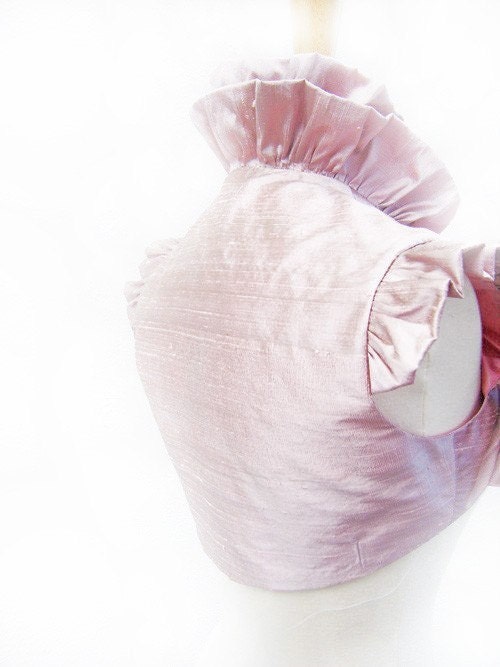 Pink Carina Bolero - Dusky Rose Ruffled Silk Carina Wedding Bolero Shrug