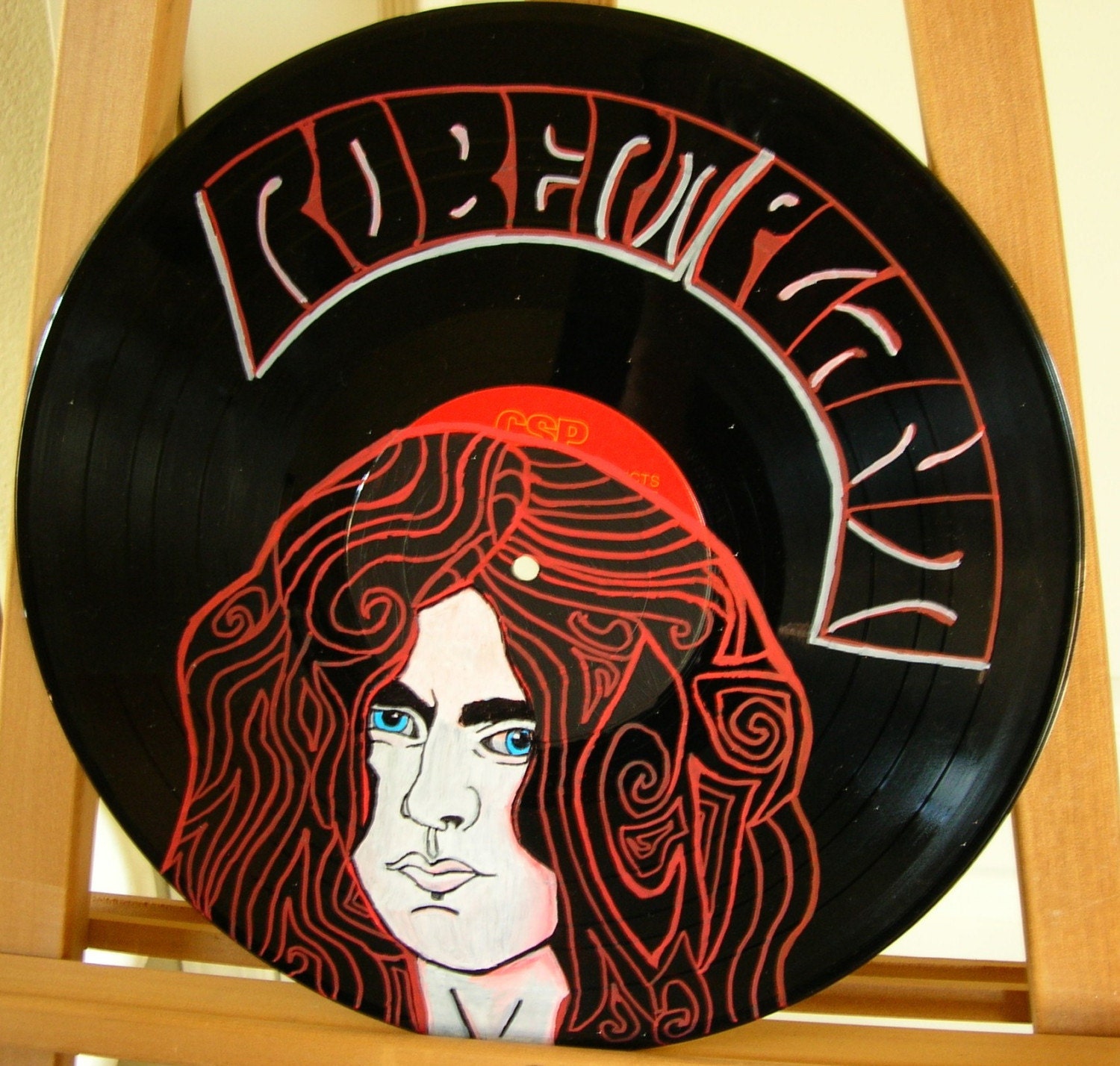 SALE  Led Zeppelin Robert Plant hand painted record by S.Marie Bacavis FREE shipping