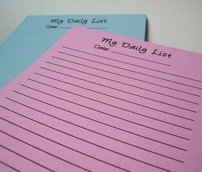 My Daily List Notepad - Large Size - You Choose Color - Customizable - Recycled Paper