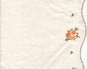 4 Vintage Embroidery Linen Place Mats with Sweet Orange Flowers