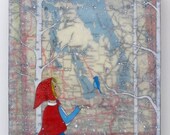 Manitoba Friends, encaustic mixed media, original