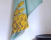 Squid Linens - set of two tea towels, yellow on blue