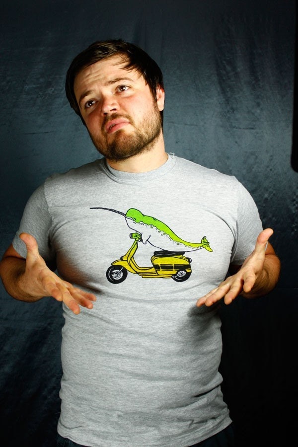Tshirt - Narwhal Rides Again - heather gray unisex sizes