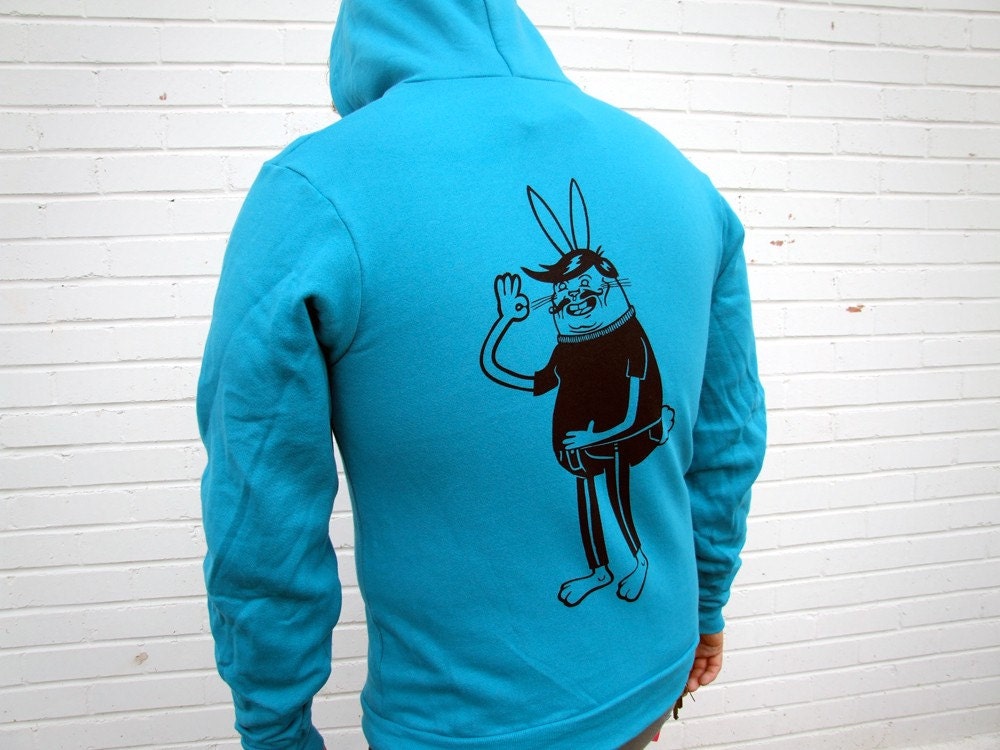 Hoodie - OK Bunny - bright blue