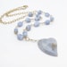 blue stone necklace heart shaped pendant blue lace agate necklace gold necklace statement necklace bride necklace wedding necklace