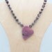 gemstone necklace carved heart pendant sterling silver necklace rhodonite necklace pink stone necklace boho necklace gift for bride CIJ