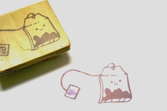 Smiling Tea Bag Hand Carved Stamp