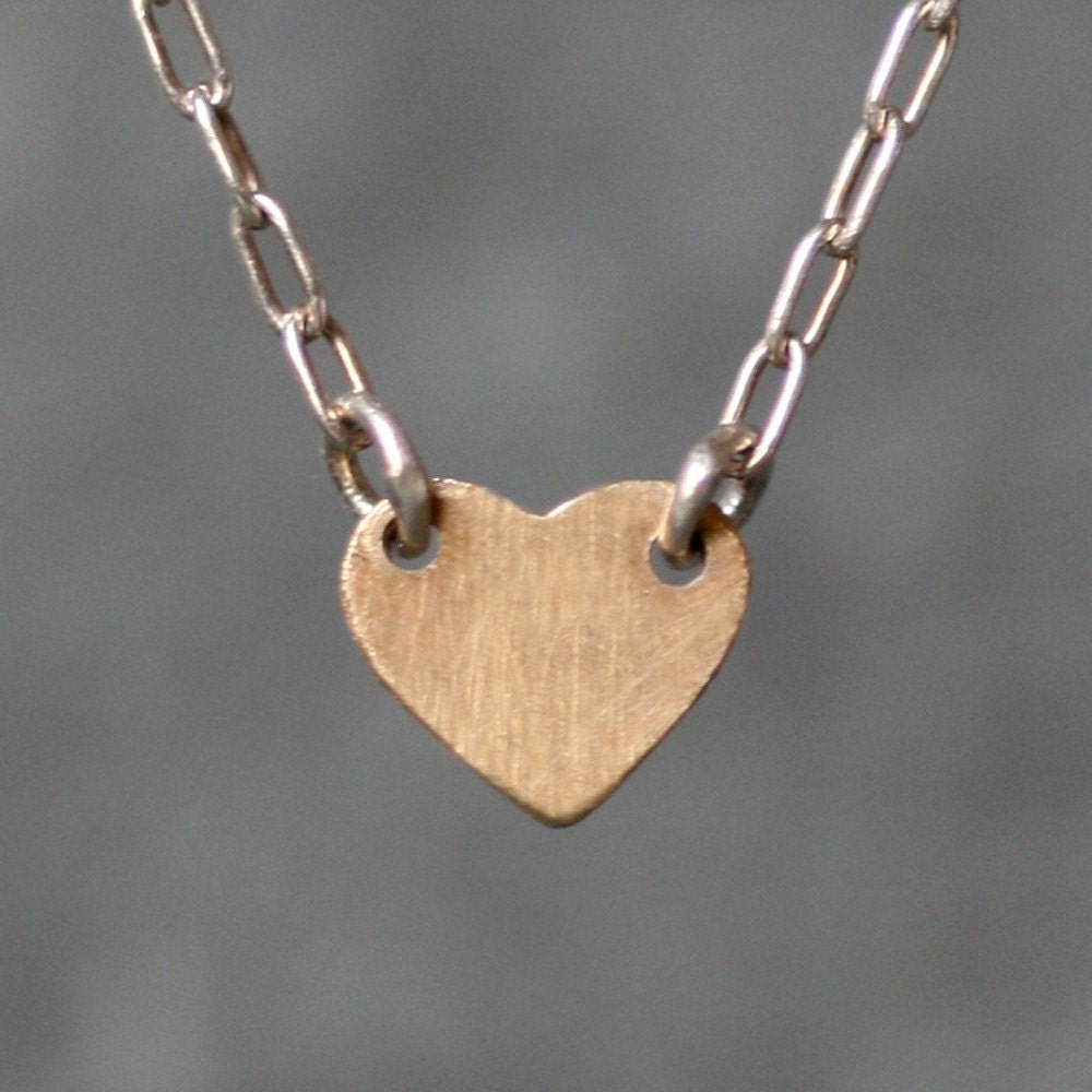 Baby Heart Necklace in Sterling Silver and 14K Gold