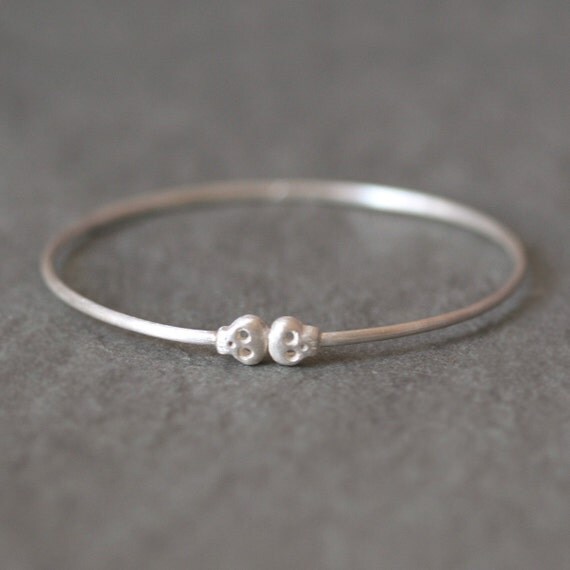 Baby Skull Bangle in Sterling Silver
