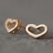 Open Heart Stud Earrings with Holes in 14k Gold