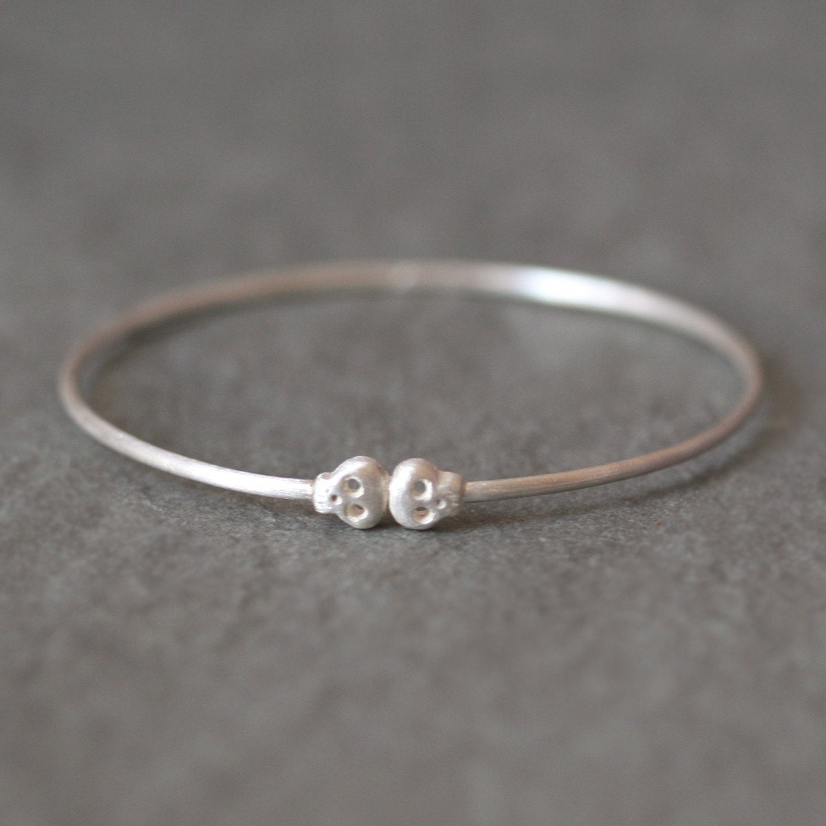 Baby Skull Bangle in Sterling Silver
