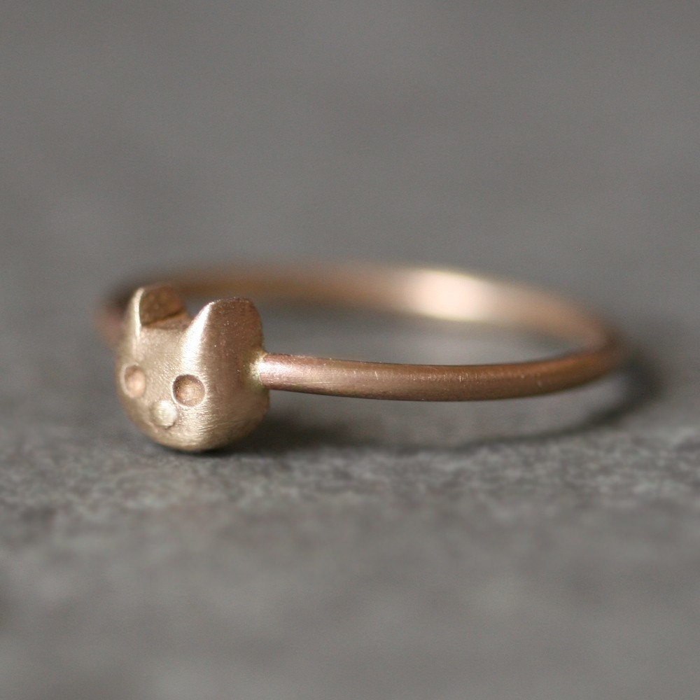 Baby Kitten Ring in 14k Gold