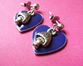 Hearts and Mushrooms Studs - Purple Heart and Toadstool Earposts