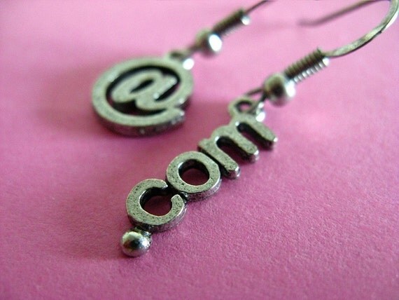 At Geek Dot Com Earrings - Asymetrical Nerdy Internet Earrings