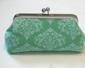 Mint Bridesmaid Clutch/Purse/Handbag  in Green Park Fountains