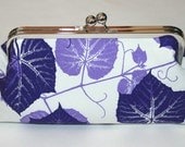 Purple Lavender Ivy Bridesmaid Clutch/ Purple White Clutch