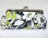 Charcoal Grey Chartreuse Green  Clutch/Bridesmaid Clutch Grey Bouquet