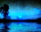 Into the Night Fine Art Photograph, 8x12, Blue, Wisconsin, Moon - Home Decor
