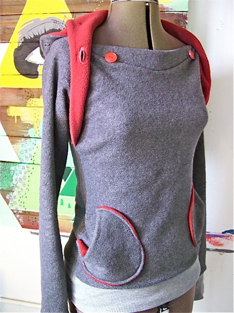 the Amazing Hoodie-- double collar hooded sweatshirt, buttoned versatility, pockets.  choose your colors.