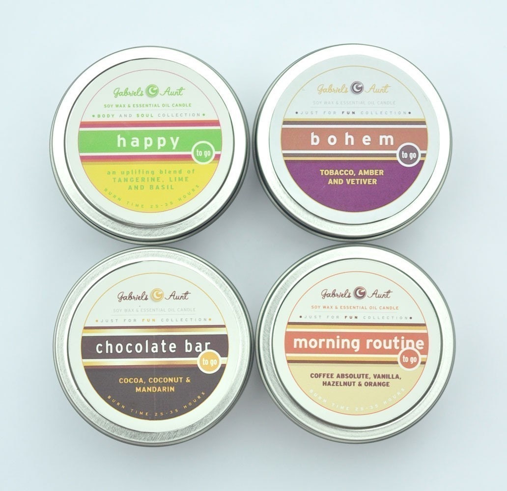 Set of 4 6 oz Travel Tins You Pick The Scents A Great GIft Idea Can Be Giftwrapped too