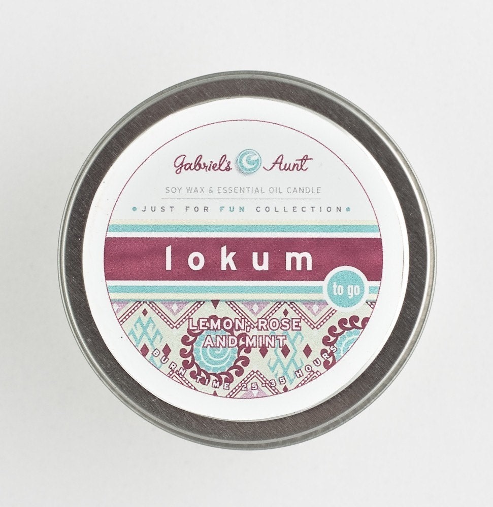 Lokum Lemon Rose and Mint 6 ounce 35 hour burn time candle Non Toxic Eco Friendly Natural