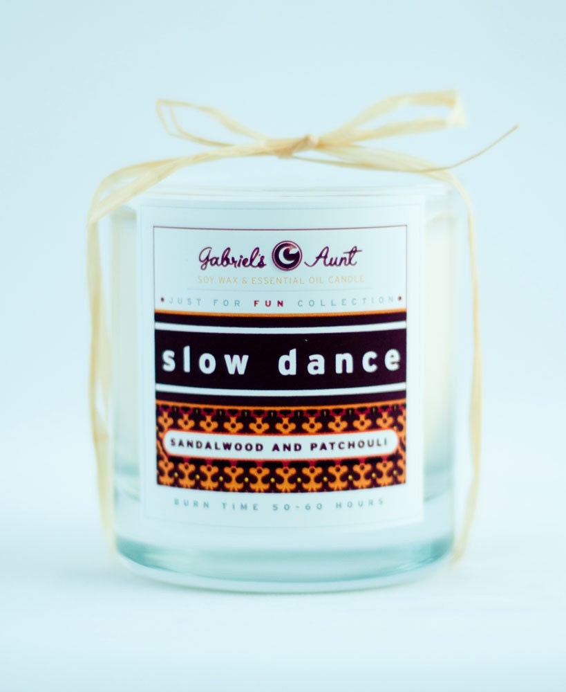 Slow Dance Sandalwood Patchouli and Clove 8 ounce 60 Hour Burn Time candle Non Toxic  Eco Friendly Natural