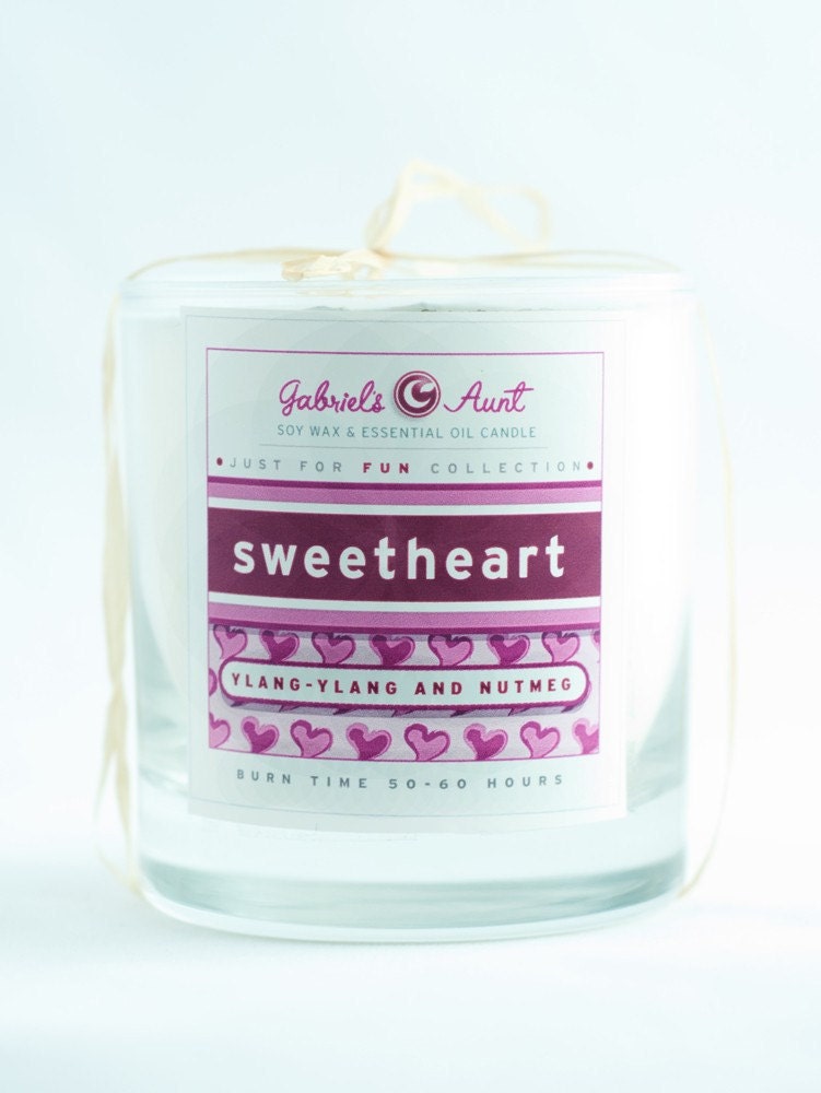 Sweetheart Gorgeous Floral and Spice Ylang Ylang and Nutmeg 8oz 60 Hour Burn Time Candle Non Toxic Eco Friendly Natural