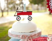 Little Red Wagon and Age number Cake Topper - You choose colors and age