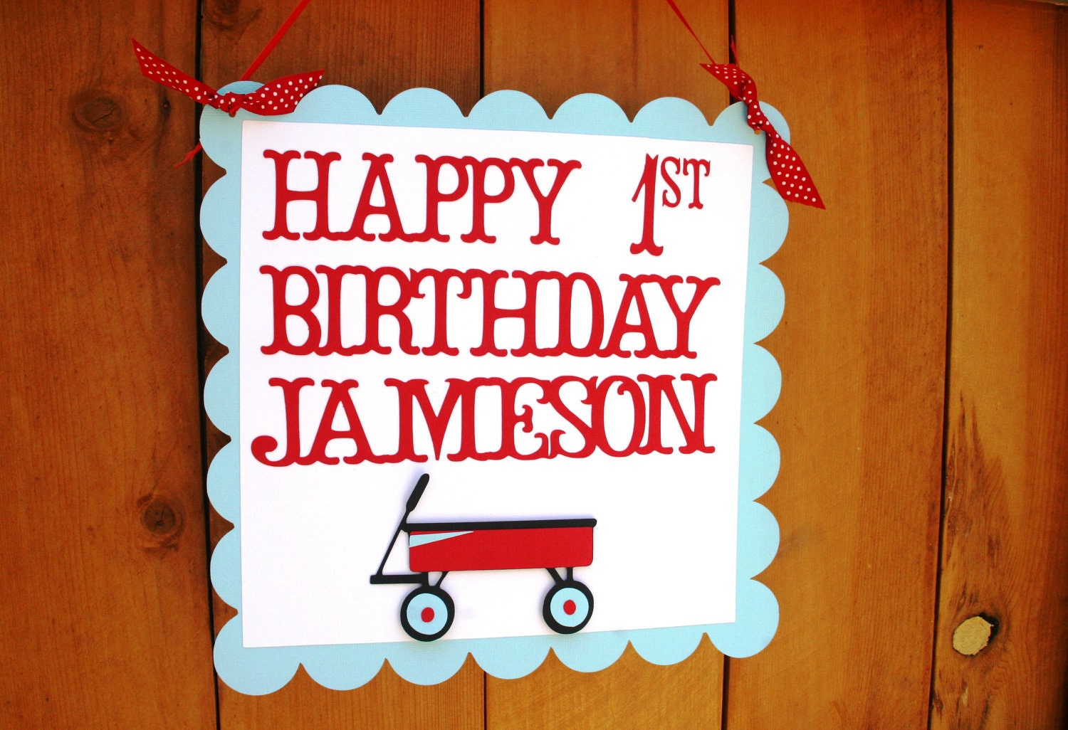 Little Red Wagon Birthday Party Welcome Guests Sign Handmade