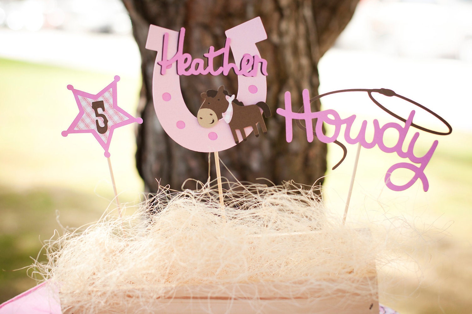 Giddy Up Cowgirl Centerpiece Pink Western Set of 3 Personalized