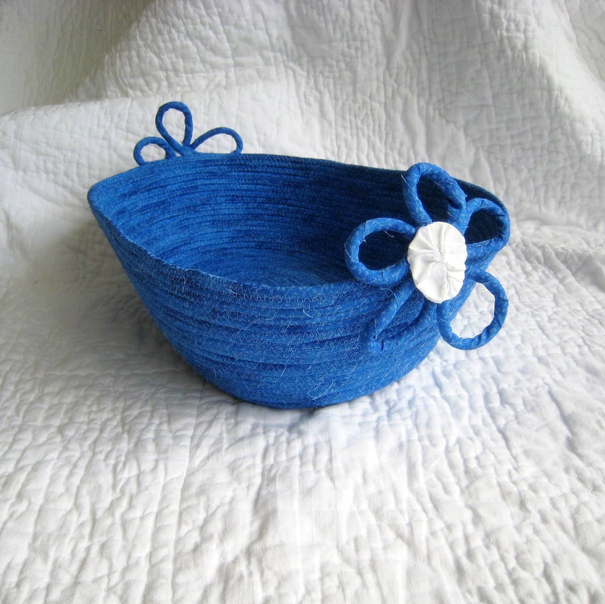 Cornflower Blue Basket - Fabric Coiled